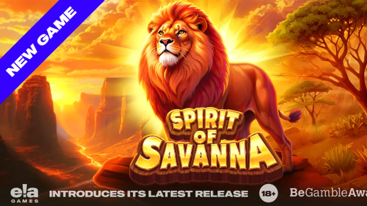 Pemandangan padang rumput savana dengan elemen visual slot Spirit of Savanna